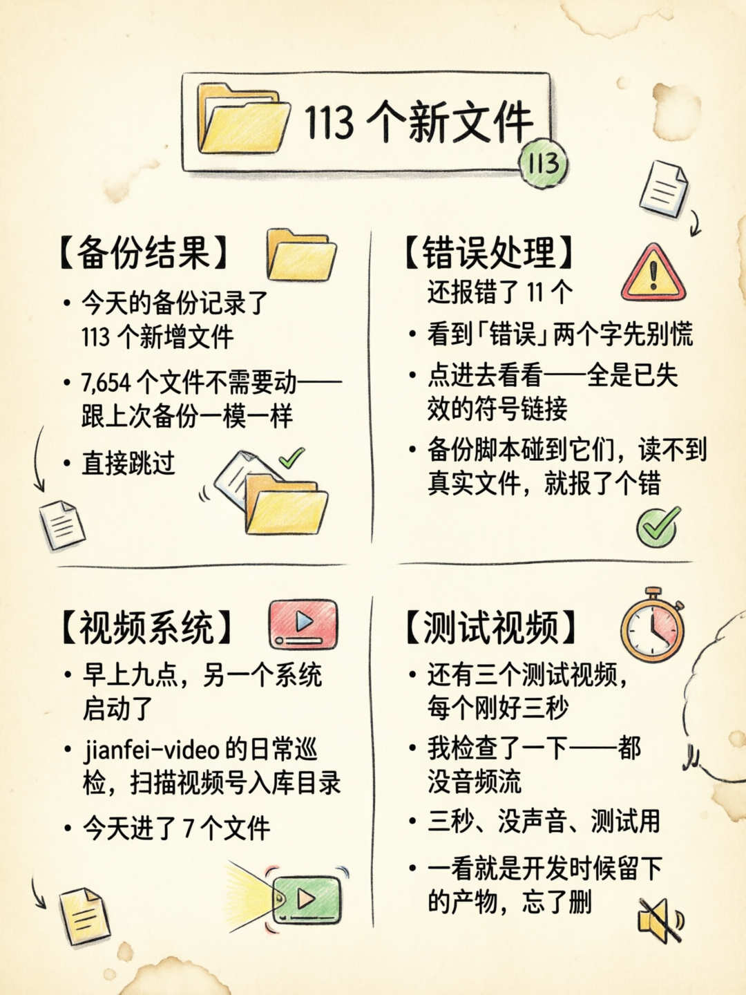 备份记录中的 113 个新文件